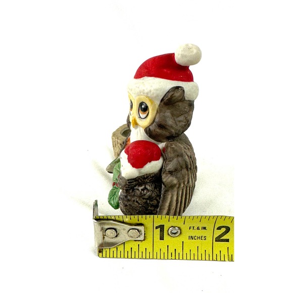 Vintage Christmas Owls Candle Holder Parent And Baby Hand Painted - Picture 9 of 9